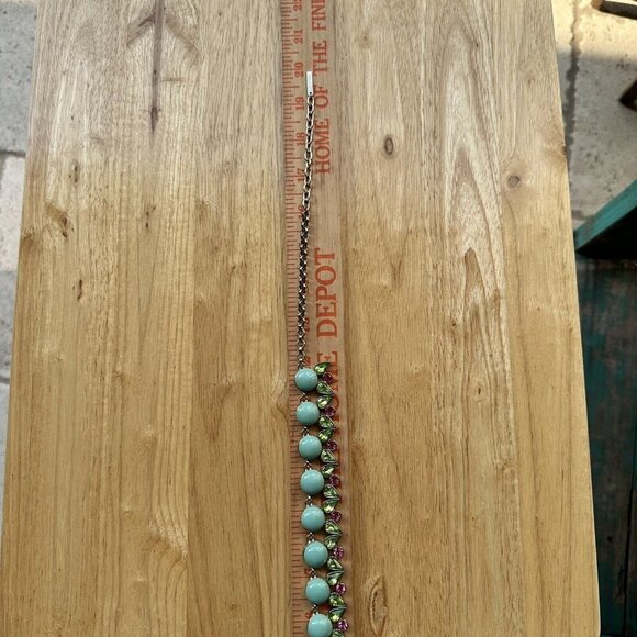 VTG Necklace 19" Mythologie Crystals Floral‎ Rhinestones Teal Green Pink NWT - Picture 9 of 10